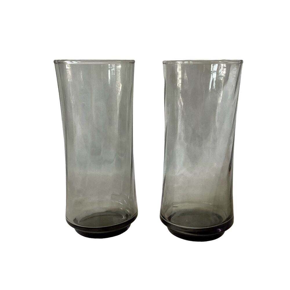 Vintage Libbey Gray Optic Swirl Ice Tea Glasses